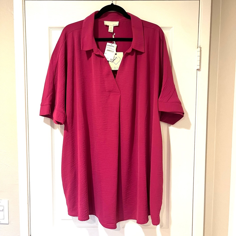 By Design 2x Pink Flowy Textured Tunic with pockets